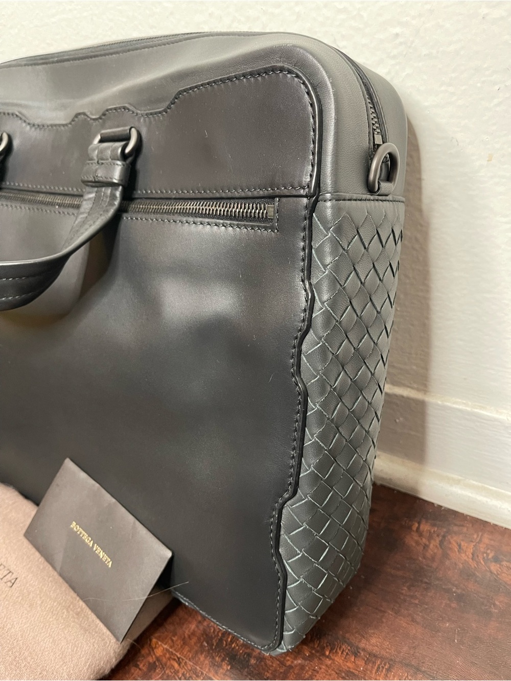 BOTTEGA VENETA BLACK LEATHER INTRECCIATO BRIEFCASE LAPTOP BAG $4200 RETAIL - Picture 15 of 15